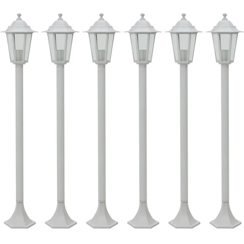 Garten-pollerleuchte 6 Stk. E27 110 Cm Aluminium Weiß - Vidaxl