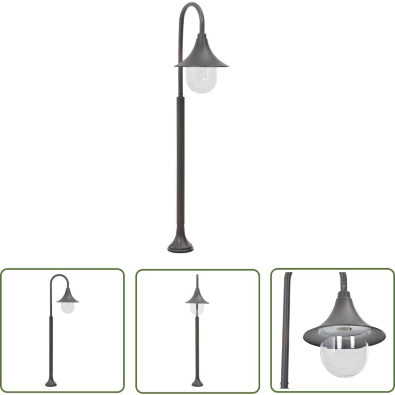 The Living Store Lampadaire de jardin E27 120 cm Aluminium Bronze - Lampadaire De Jardin - Éclairage Extérieur - Luminaire De Terrasse - Lumière