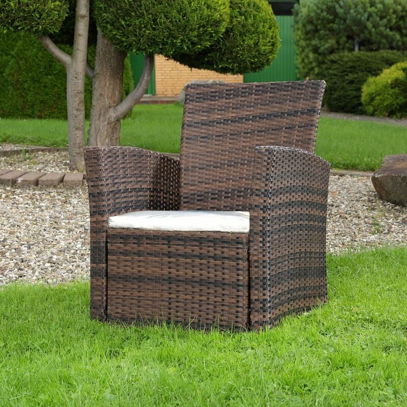 Garten Relaxsessel In Braun Polyrattan Gartenmobel Balkon Stuhl Sitzmobel 10003856