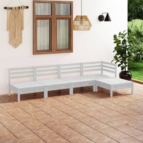 Garten-Salon 5-teilig Massivholz Weiß