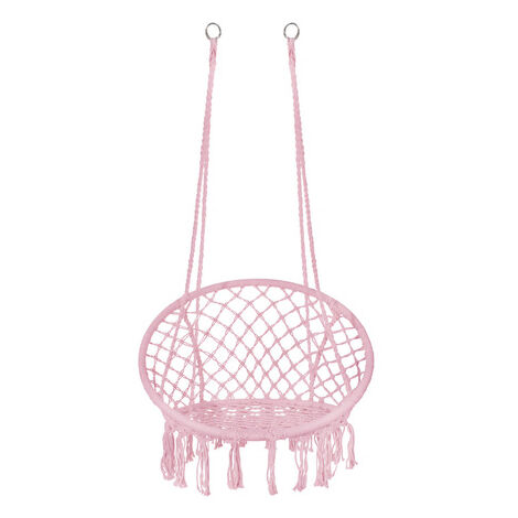 Garten-Schaukel mit Storchennest und pinken Fransen