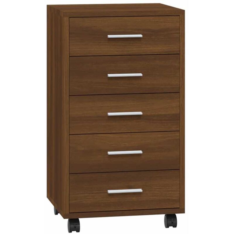 Schubladenschrank Mit Rollen Braun Eichen-optik Holzwerkstoff - Vidaxl