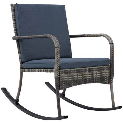 Garten-Schaukelstuhl Poly Rattan Anthrazit vidaXL