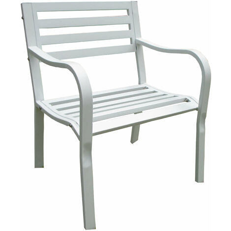 Garten Sessel Stuhl mit Sitzstahlstruktur und Wohnzimmereffekt Rückenlehne - White