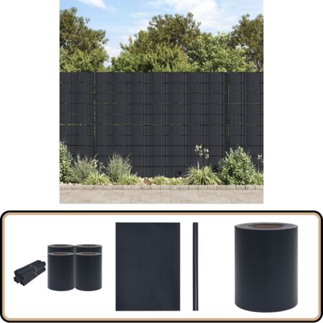 Garten-Sichtschutz 4 Stk. PVC 35x0,19 m Matt-Dunkelgrau - Zaunsichtschutz - PVC-Folie - Gartenzubehör - Sichtschutz Für Terrasse - Balkonabgrenzung