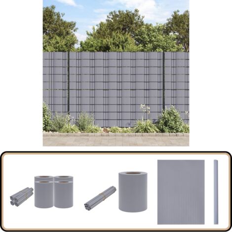 Garten-Sichtschutz 4 Stk. PVC 35x0,19 m Matt-Hellgrau - Zaunsichtschutz - PVC-Folie - Gartendeko - Sichtschutzmatte - Wetterfest