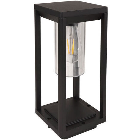 Garten Sockel Leuchte Fernbedienung schwarz Garten Deko Steh Außen Lampe dimmbar eckig im Set inkl. RGB LED Leuchtmittel