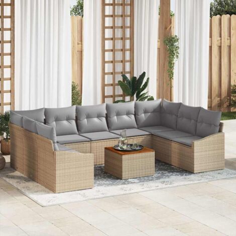 Garten-Sofa-Set 10 pcs Beige und Hellgrau vidaXL