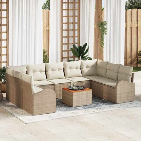 Garten-Sofa-Set 10 pcs Beige und Weiß vidaXL