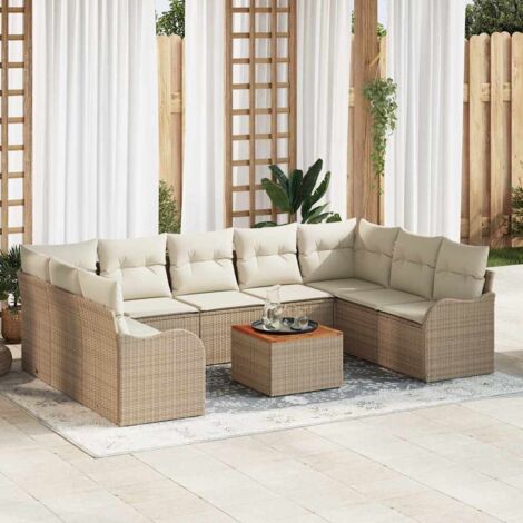 Garten-Sofa-Set 10 pcs Beige und Weiß vidaXL