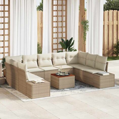 Garten-Sofa-Set 10 pcs Beige und Weiß vidaXL