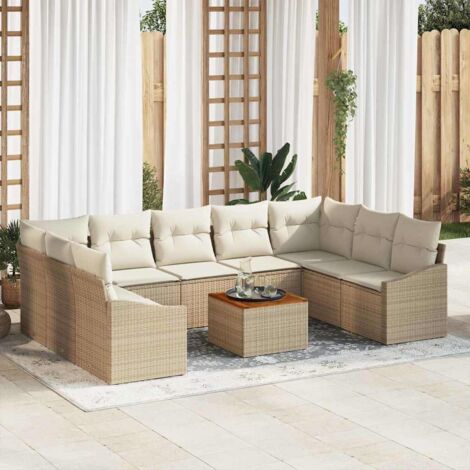 Garten-Sofa-Set 10 pcs Beige und Weiß vidaXL