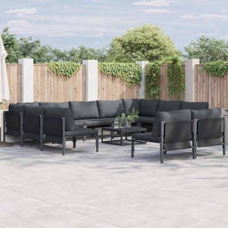 Garten-Sofa-Set 11 pcs Anthrazit Stahl vidaXL