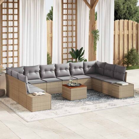 Garten-Sofa-Set 11 pcs Beige und Hellgrau vidaXL