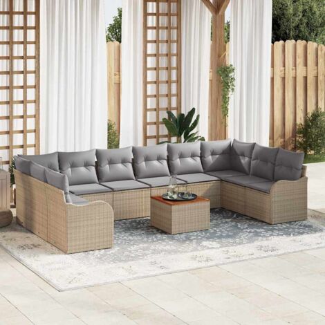 Garten-Sofa-Set 11 pcs Beige und Hellgrau vidaXL