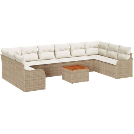 Garten-Sofa-Set 11 pcs Beige und Weiß vidaXL