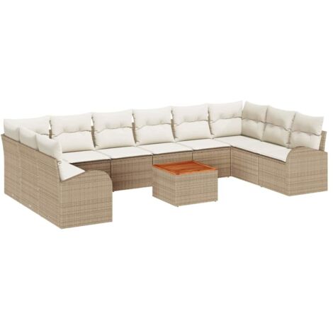 Garten-Sofa-Set 11 pcs Beige und Weiß vidaXL