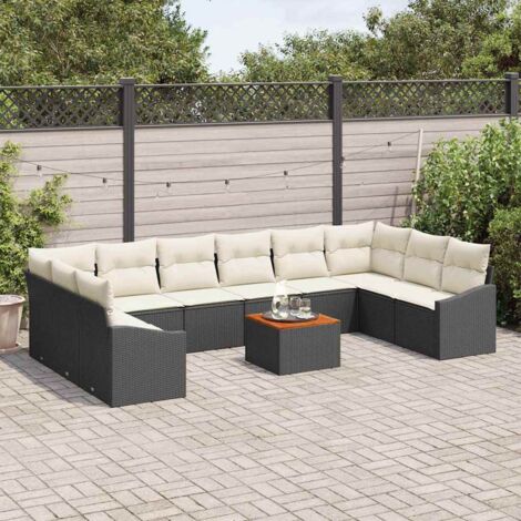 Garten-Sofa-Set 11 pcs Schwarz und Weiß vidaXL