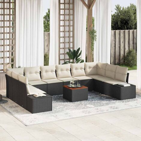 Garten-Sofa-Set 11 pcs Schwarz und Weiß vidaXL