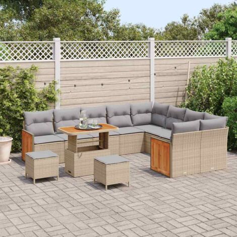 Garten-Sofa-Set 12 pcs Beige und Hellgrau 90 x 55 x 71 cm vidaXL