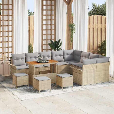 Garten-Sofa-Set 13 pcs Beige Poly-Rattan vidaXL