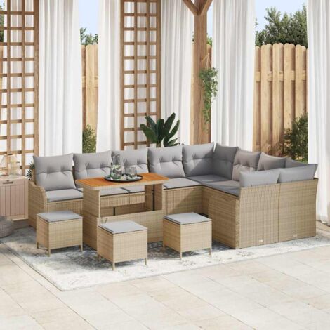 Garten-Sofa-Set 13 pcs Beige Poly-Rattan vidaXL
