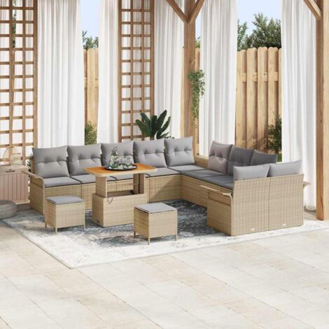 Garten-Sofa-Set 13 pcs Beige Poly-Rattan vidaXL