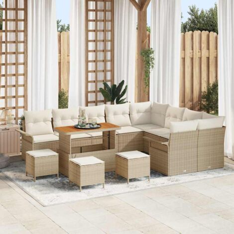 Garten-Sofa-Set 13 pcs Beige und Creme 110 x 55 x 71 cm vidaXL
