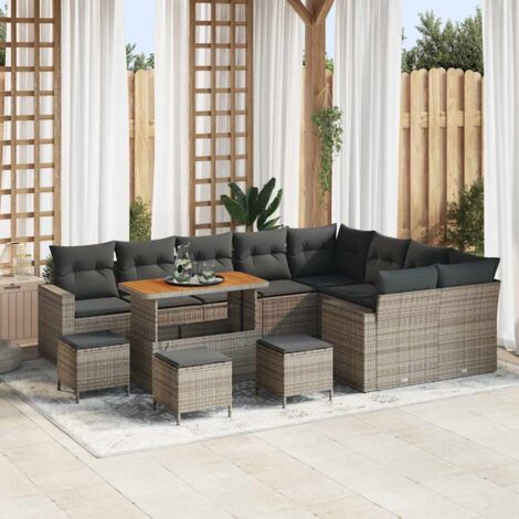 Garten-Sofa-Set 13 pcs Grau Poly-Rattan vidaXL