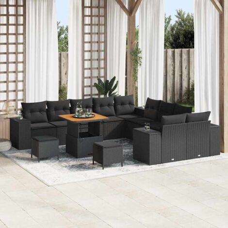 Garten-Sofa-Set 13 pcs Schwarz Poly-Rattan vidaXL