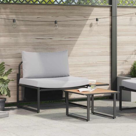 Garten-Sofa-Set 2 pcs Hellgrau Stahl vidaXL