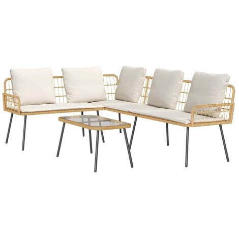 Garten-Sofa-Set 2 pcs Natur Poly-Rattan vidaXL