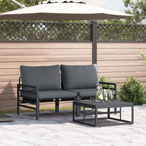 Garten-Sofa-Set 3 pcs Anthrazit Stahl vidaXL