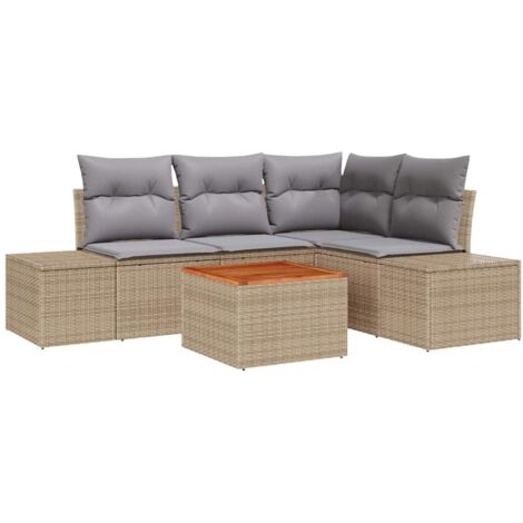 Garten-Sofa-Set 5 pcs Beige und Hellgrau vidaXL