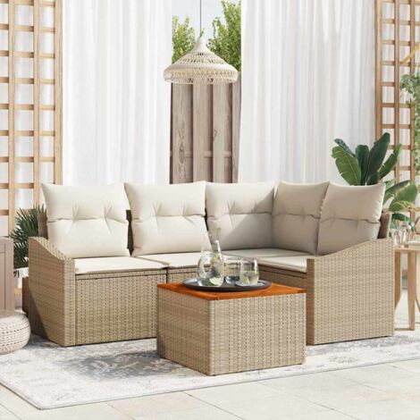 Garten-Sofa-Set 5 pcs Beige und Weiß vidaXL