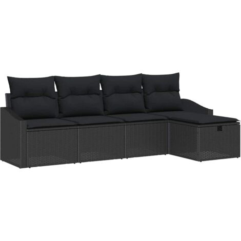 Garten-Sofa-Set 5 pcs Schwarz 233 x 117 x 85 cm Poly Rattan vidaXL