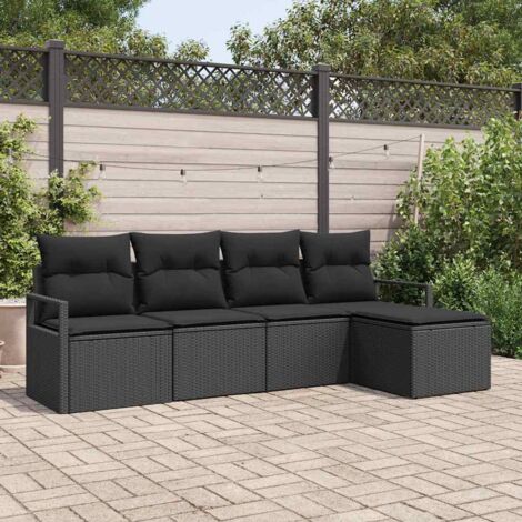Garten-Sofa-Set 5 pcs Schwarz Poly Rattan vidaXL