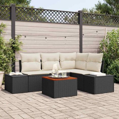 Garten-Sofa-Set 5 pcs Schwarz und Weiß vidaXL