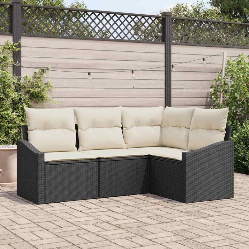 Garten-sofa-set 4-teilig Schwarz Polyethylen-geflecht - Vidaxl