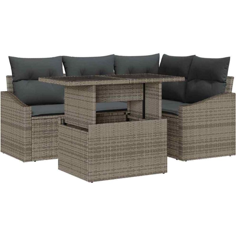 Garten-sofa-set Mit Kissen 5 Pcs Grau 100 X 55 X 73 Cm Vidaxl