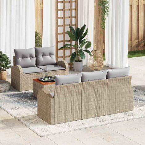 Garten-Sofa-Set 6 pcs Beige und Hellgrau vidaXL