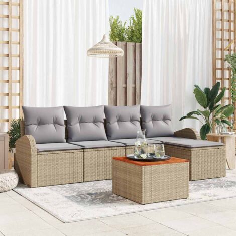 Garten-Sofa-Set 6 pcs Beige und Hellgrau vidaXL