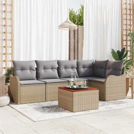 Garten-Sofa-Set 6 pcs Beige und Hellgrau vidaXL