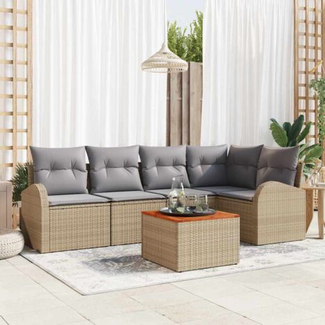 Garten-Sofa-Set 6 pcs Beige und Hellgrau vidaXL