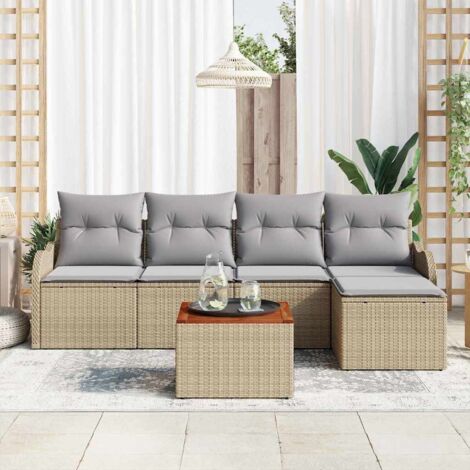 Garten-Sofa-Set 6 pcs Beige und Hellgrau vidaXL