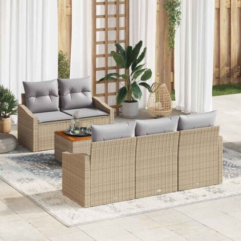 Garten-Sofa-Set 6 pcs Beige und Hellgrau vidaXL