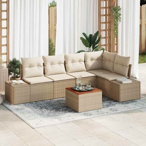 Garten-Sofa-Set 6 pcs Beige und Weiß vidaXL