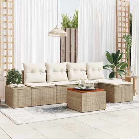 Garten-Sofa-Set 6 pcs Beige und Weiß vidaXL
