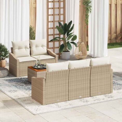 Garten-Sofa-Set 6 pcs Beige und Weiß vidaXL