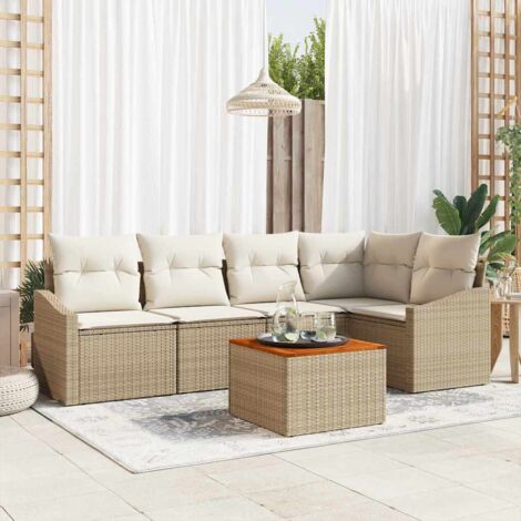 Garten-Sofa-Set 6 pcs Beige und Weiß vidaXL